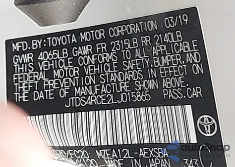 2020 Toyota Corolla Se from USA, damaged, VIN JTDS4RCE2LJ015865
